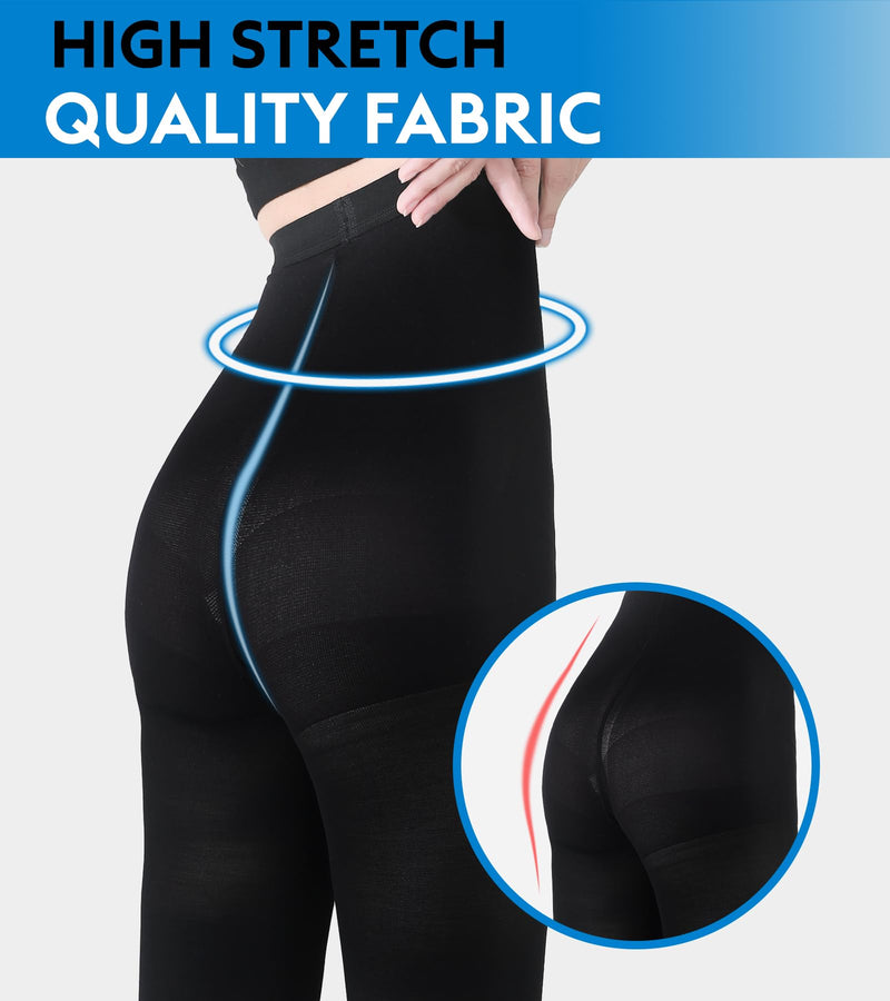 [Australia] - Medical Compression Pantyhose for Women & Men, Comfort 20-30 mmhg Graduated Compression Support Stockings, Open Toe Compression Tights for Varicose Veins, Edema, Flight, Black M Medium 