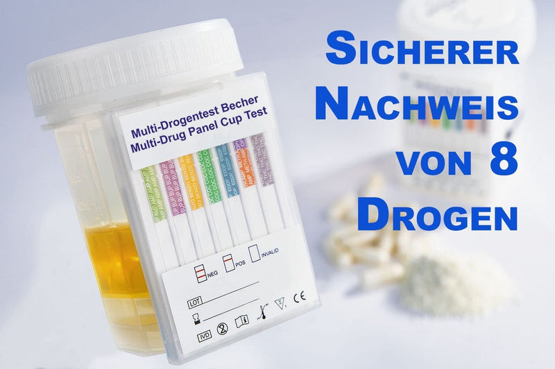 [Australia] - Drug test for 8 types of drugs - rapid drug test in a sterile & hygienic cup - THC cocaine amphetamine benzodiazepine opiates EDDP methamphetamine bupropion 