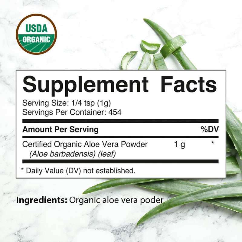 [Australia] - Vitamatic Certified USDA Organic Aloe Vera Powder 1 Pound (16 Ounce) 