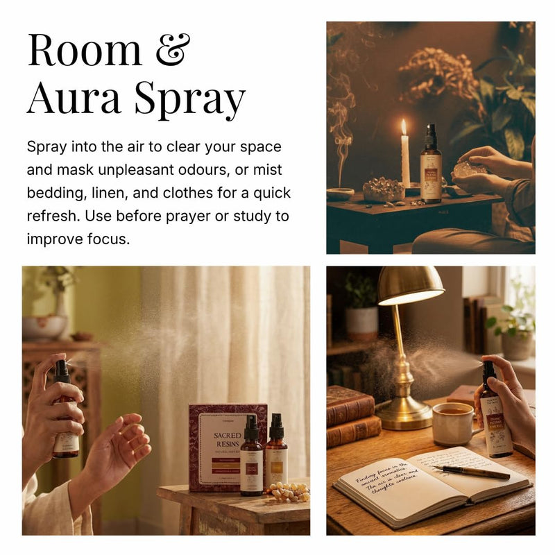 Sacred Air Freshener Spray Gift Set, 3x50ml, Aromafume | Natural & Non-Toxic Air Freshener Sprays for Home, Fabric & Linen Mist | Ideal for Deep Relaxation, Spirituality & Rituals