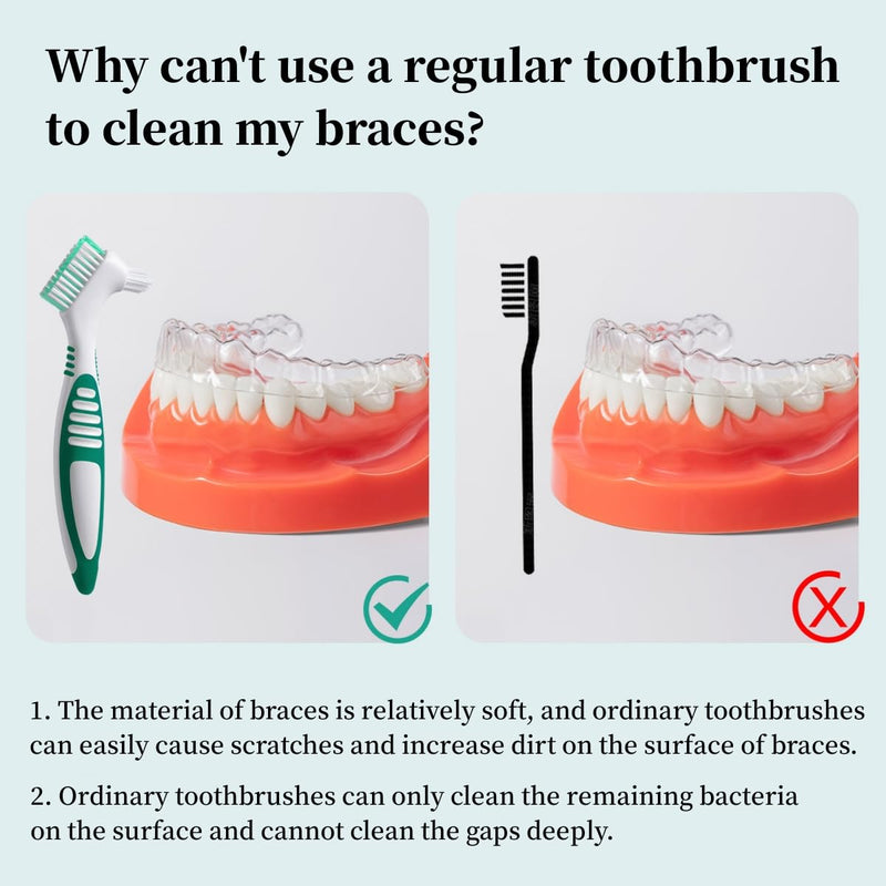 [Australia] - Pack of 4 denture cleaning brush, hard denture brush, portable denture cleaning brushes, denture brush for denture care, with portable toothbrush box for cleaning dentures 