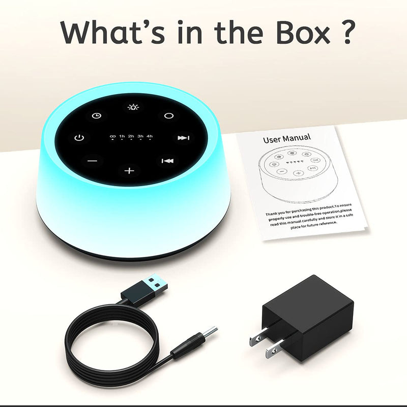 [Australia] - Sound Machine and White Noise Machine with 30 Soothing Sounds with 12 Colors Baby Night Light with Memory Function (T-Black) T-Black 