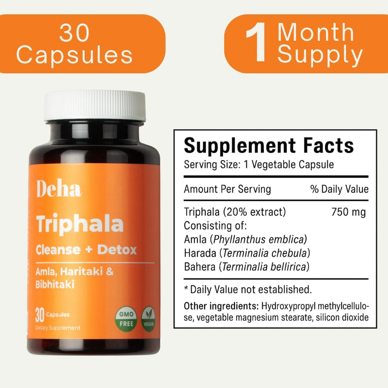 [Australia] - Triphala Capsules Immune Support & Digestive Health with Amla, Haritaki & Bibhitaki ‚Äì Gut Cleanse, Detox, Bloating Relief ‚Äì GMP Certified, Non-GMO, Vegan ‚Äì 30 Count 