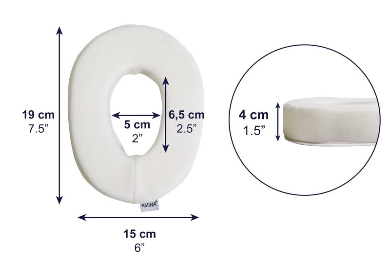 [Australia] - KMINA - Ear Pillow with Strap Washable, Donut for Pressure Sore, Piercing, Side Sleeping, Hole in Center - Made in Europe 