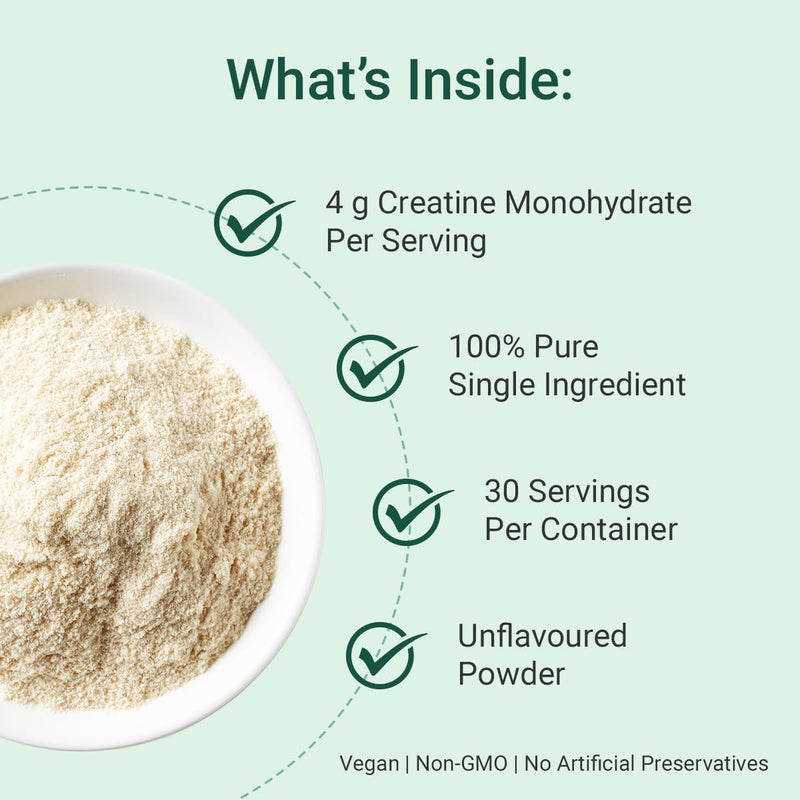 Theonia Creatine Monohydrate Powder - 30 Servings - 100% Pure Creatine | Unflavoured - Vegan - Supports Strength, Power & Muscle Recovery