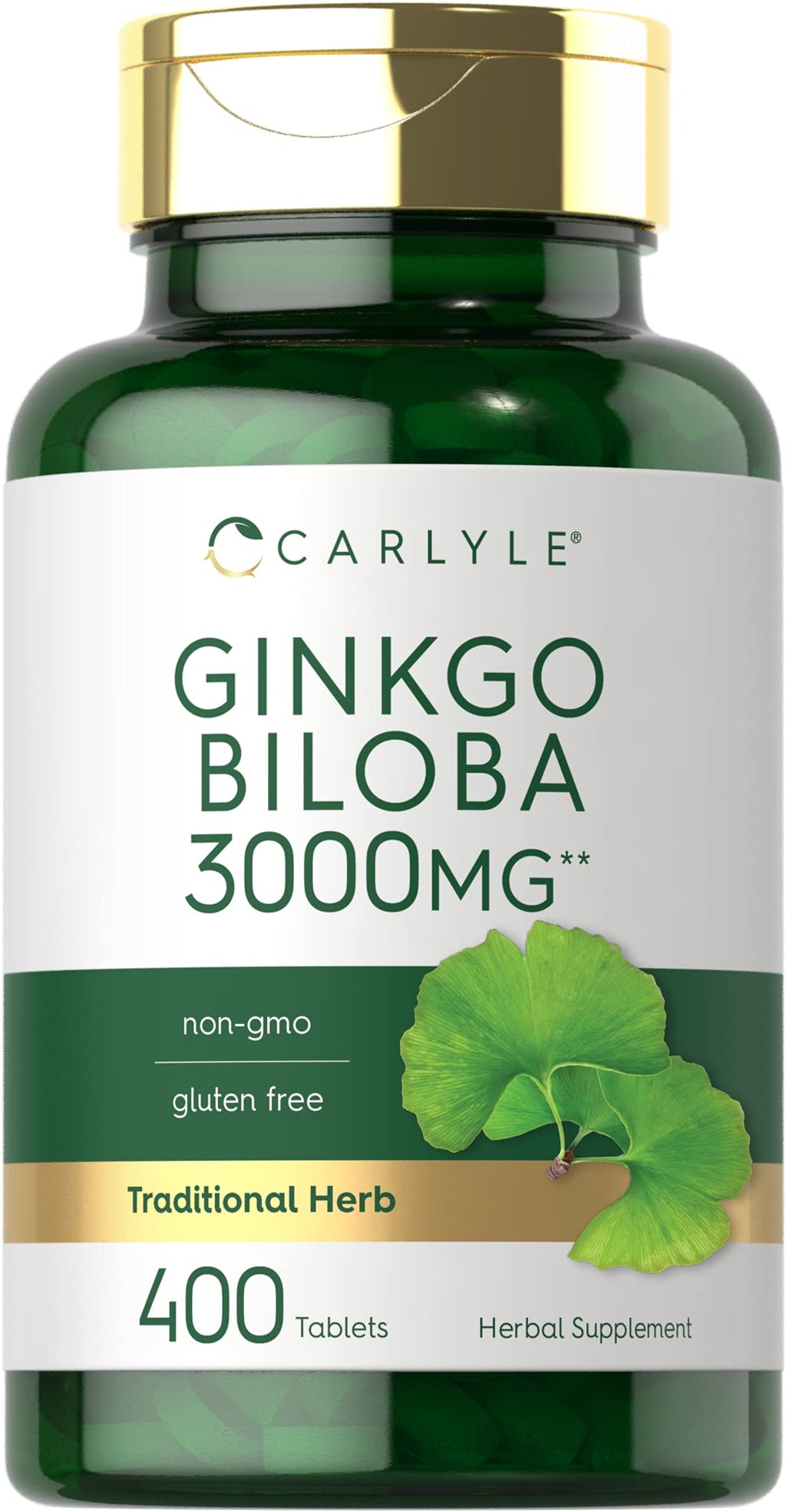 Carlyle Ginkgo Biloba 3000mg | 400 Tablets | Non-GMO, Gluten Free Supplement