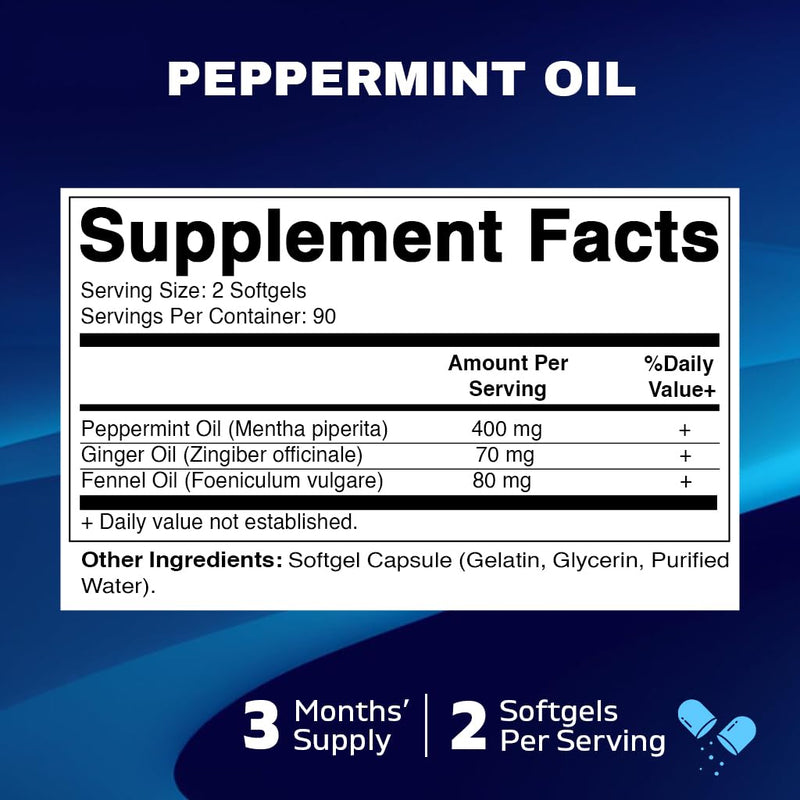 [Australia] - Vitamatic Peppermint Oil Gel with Ginger & Fennel Oils, 550mg per Serving, 180 Softgels 