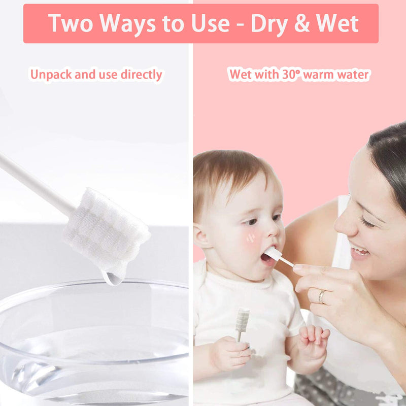 102PCS Baby Tongue Cleaner, Newborn Baby Oral Cleaner, Disposable Infant Gum Cleaner, Gauze Dental Care for 0-36 Months + 1 Finger Toothbrush with Case 1 Count (Pack of 102)