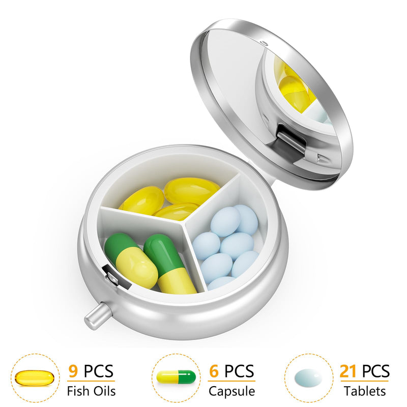 Pill Box, Small Pill Case for Purse & Pocket, Travel Medicine Organizer | Cute Travel Medicine Organizer, Portable Medicine Container Holder to Hold Vitamins, Medication, Fish Oil & Supplement Green Leave Cat
