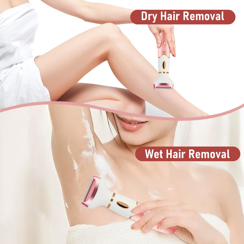 [Australia] - Women Electric Razors Shavers, Lady Bikini Trimmer 4 in 1 Electric Shaver Razor for Women Waterproof Wet/Dry Face Razors for Nose Eyebrow Arms Underarm Legs Pubic Area Painless Facial Hair Removal 