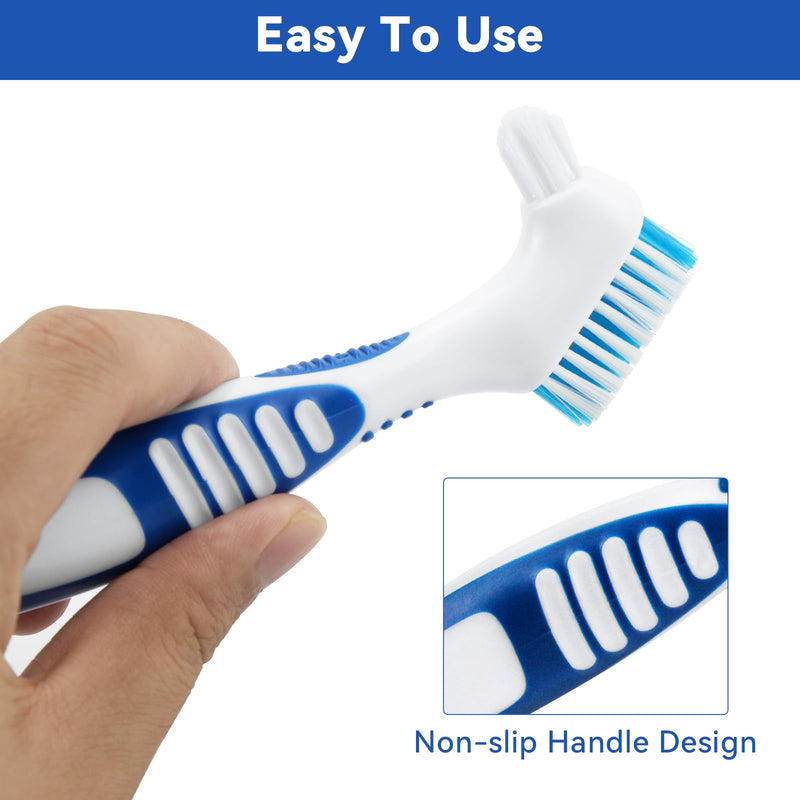 [Australia] - Pack of 4 Portable Denture Cleaning Brushes, with Multi-Layer Bristles and Ergonomic Rubber Handle, Portable Double-Sided Denture Brush for Denture Care (4 Colors) 