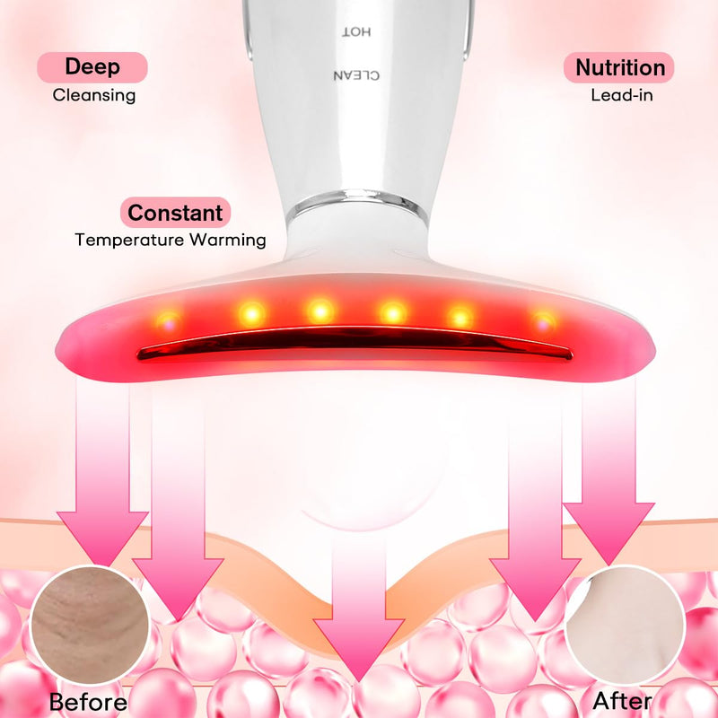 LATME Facial Massager,Neck Face Massager Tool,3 Mode Massage with Heat,Portable Beauty Instrument for Skin Care Women Gift Off White