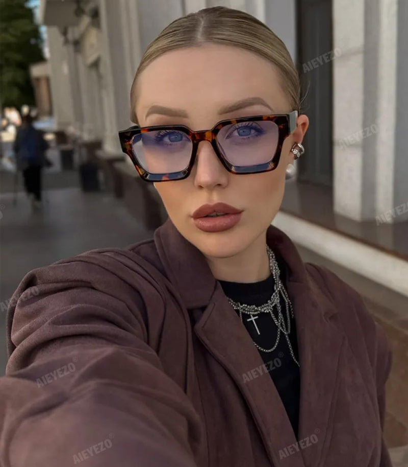 [Australia] - AIEYEZO Square Thick Frame Glasses for Women Men Fashion Blue Light Glasses Trendy Chic Computer Eyeglasses Tortoise 54 Millimeters 