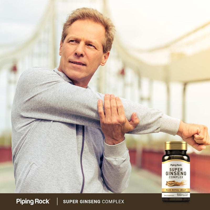 Piping Rock Ginseng Supplement | 100 Complex Capsules | with Royal Jelly | Non-GMO and Gluten Free Supplement