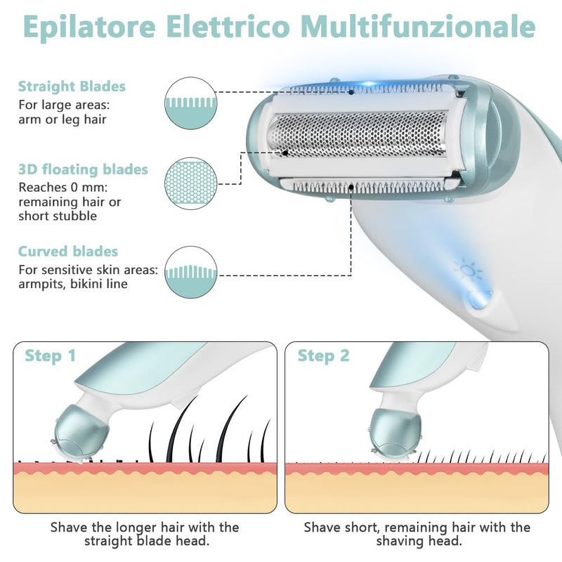 [Australia] - LOPHE Electric Shaver for Women, Wireless Wet and Dry Shaver, Painless Intimate Razor Suitable for Armpits, Bikini Area, Legs (Blue) 