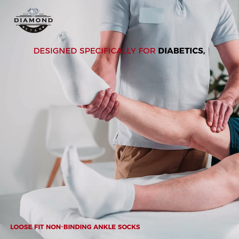 [Australia] - Diabetic Ankle Socks, Non-Binding Circulatory Doctor Approved Cushion Cotton Quarter Socks for Men’s Women’s 3,6,12 Pack 10-13 3 Pack White 