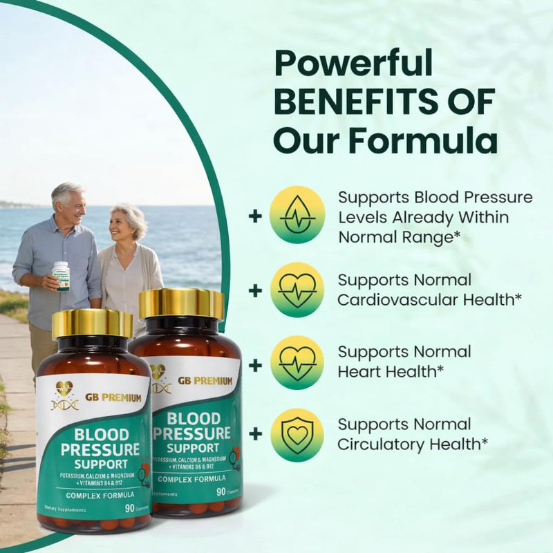 Blood Pressure Support Supplement, with Potassium, Calcium, Magnesium, Vitamins B6 & B12, 90 Capsules