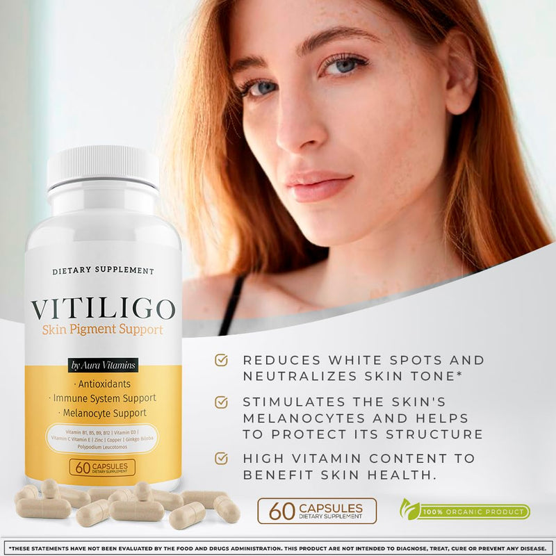Dermawonder Vitiligo Capsules 60 Count | Effective Vitiligo Supplement | Reduce White Spots and Improve Skin Pigmentation Support | Suitable for All Skin | Natural Solution for White Spots on (3) 3