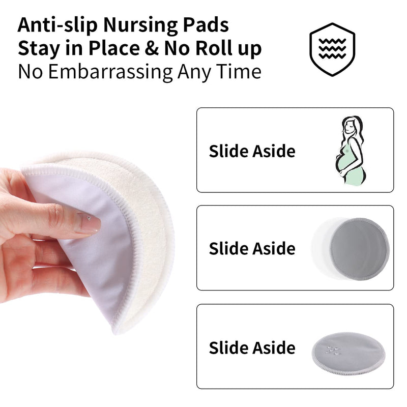 [Australia] - Breast Pads 10pcs Reusable Nursing Pads Washable+ Wet Bag and Laundry Bag - Breast Pads for Leaking Milk - Super Absorbent Nursing Pads Nursing Nipple Pads (Large 4.7") pure color 