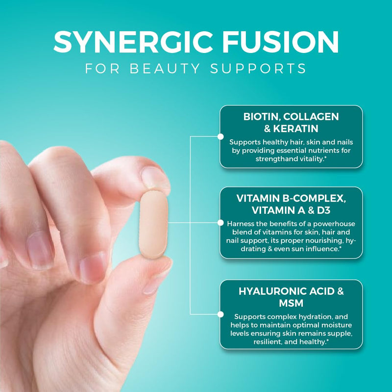 [Australia] - Hyaluronic Acid Supplement, Natural Skin Hydration, Advanced Joint Support and Mobility Booster, Type II Hydrolyzed Collagen, Turmeric, Glucosamine, Chondroitin, 30Caplets 850Mg 