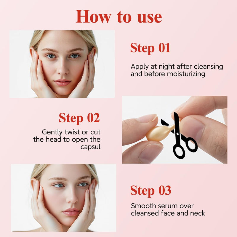 HKH Retinol Serum Capsules for Face: 48 Caps Anti-Aging Wrinkle Skincare Night Serum - Vitamin A & E Facial Oil for Women - Firming Smoothing & Skin Hydration & Moisturization - Travel-Friendly