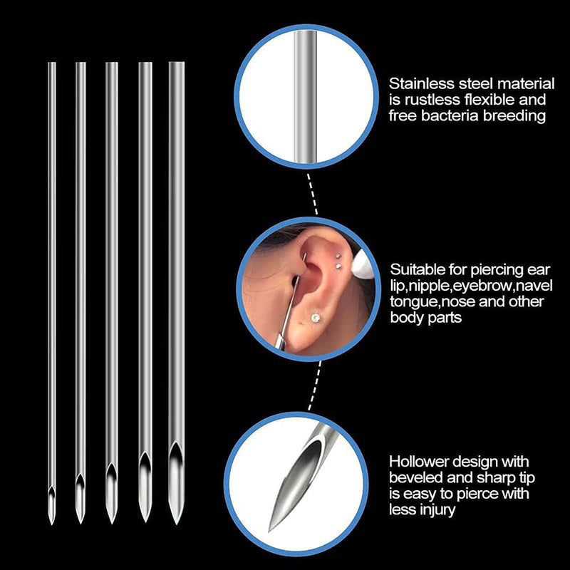 [Australia] - Rayyl Body Piercing Tool Kit - 42Pcs Piercing Kit with 12G 14G 16G 18G 20G Piercing Needles Piercing Clamps Forceps for Ear Nose Belly Button Tongue Eyebrow Body Piercing Tool Kit Piercing Supplies 