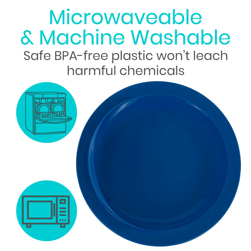 [Australia] - Vive Spill-Proof Scoop Plate, 9" (2 Pack) - Dish with Wall for Disabled, Handicapped, Elderly Adults with Special Needs from Parkinsons, Dementia, Stroke, Tremors with - Non Skid Padded Bottom 2 Pack 