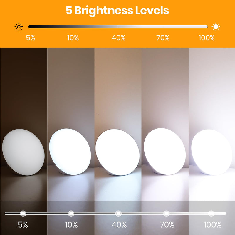 [Australia] - LASTAR Sun Lamp, 10,000 Lux Sunlight Lamp with Touch Control, 5 Brightness Level & 60Min Timer, One-Max Sun Lamp with Memory Function for Home/Office(White) A-White 