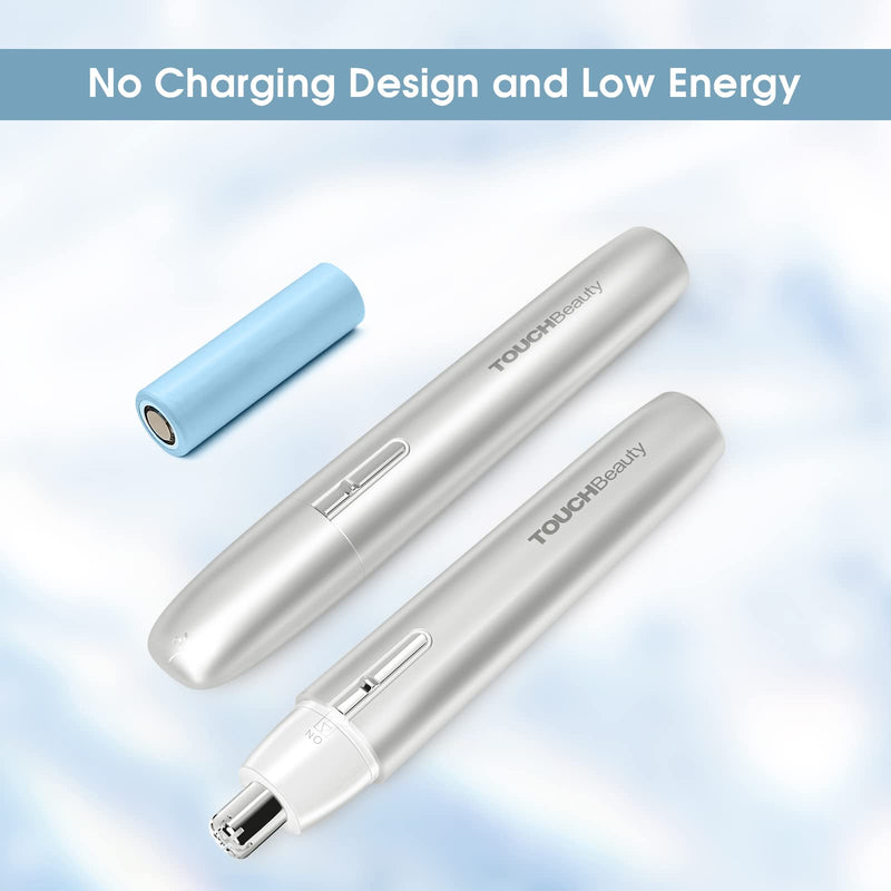 [Australia] - TOUCHBeauty Portable Ear Nose Hair Trimmer for Women, Nose Hair Trimmer Women, Nose Hair Trimmer, Ear and Nose Hair Trimmer for Men and Women, Battery Operated, Easy Cleaning Silver1 