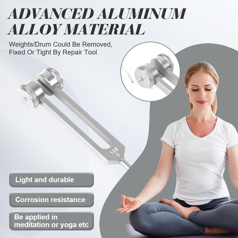 [Australia] - AOGOE 128HZ tuning fork therapy, tuning fork neurology, aluminum alloy tuning fork offer accurate frequency response with a silicone hammer for therapy, chakra therapy, sound therapy, anti-stress 128 Hz 