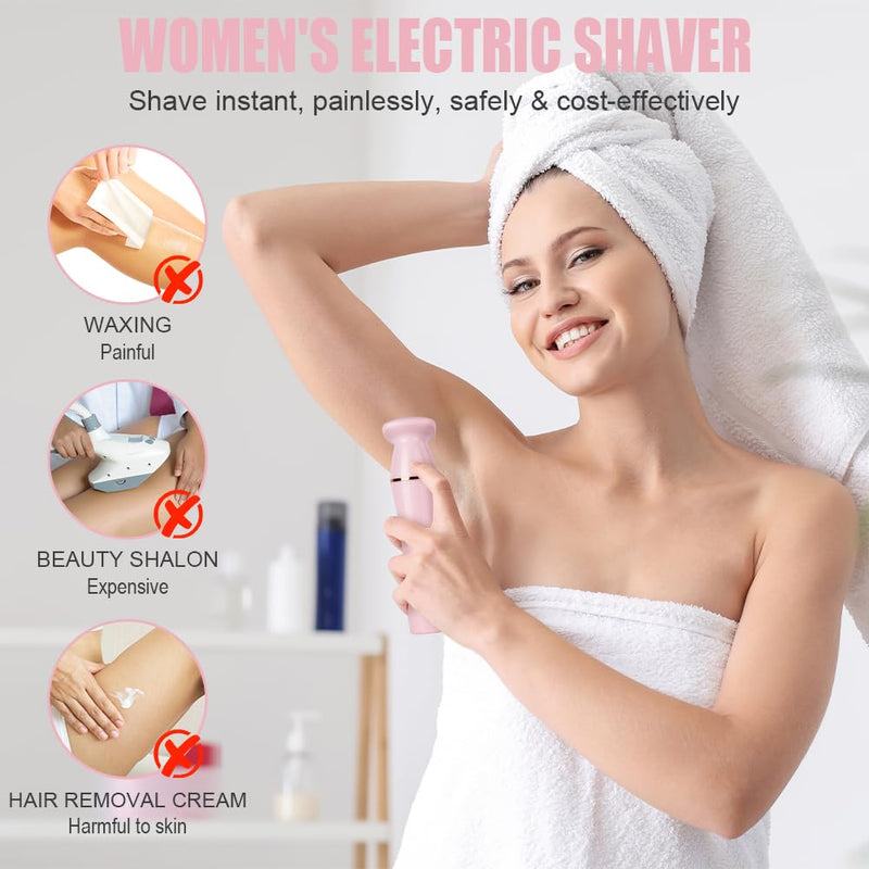 [Australia] - ACWOO Electric Shaver for Women, Electric Shaver for Women, 4-in-1 Wet and Dry Shaver, Painless Epilator for Bikini Area, Armpits, Legs, Arms and Face, Waterproof, USB Charging 