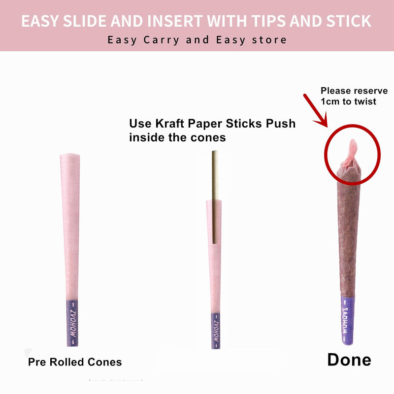 [Australia] - Pink Pre rolled Cones 50 PACKS - 4.25inch Classic King Size Rolling Paper With Packing Sticks and Tips- Pink Cones Rolling Paper (50Packs) 50packs 