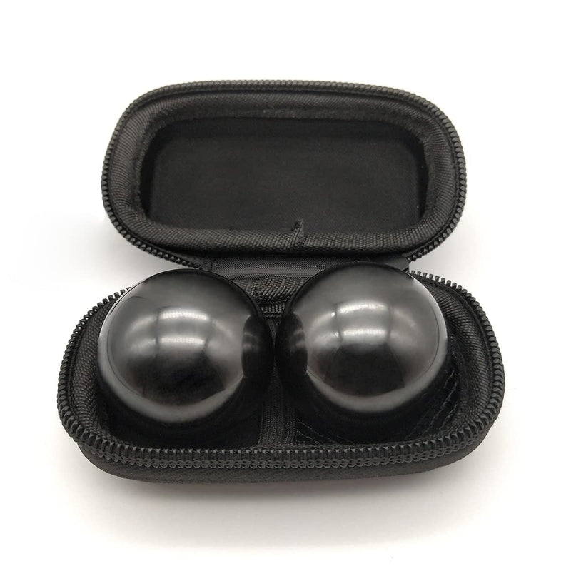 [Australia] - Z QINGZHENG 2pcs 1.57Inch Baoding Fitness Ball, Solid Chrome Steel Health Exercise Massage Handball Boiled Black 