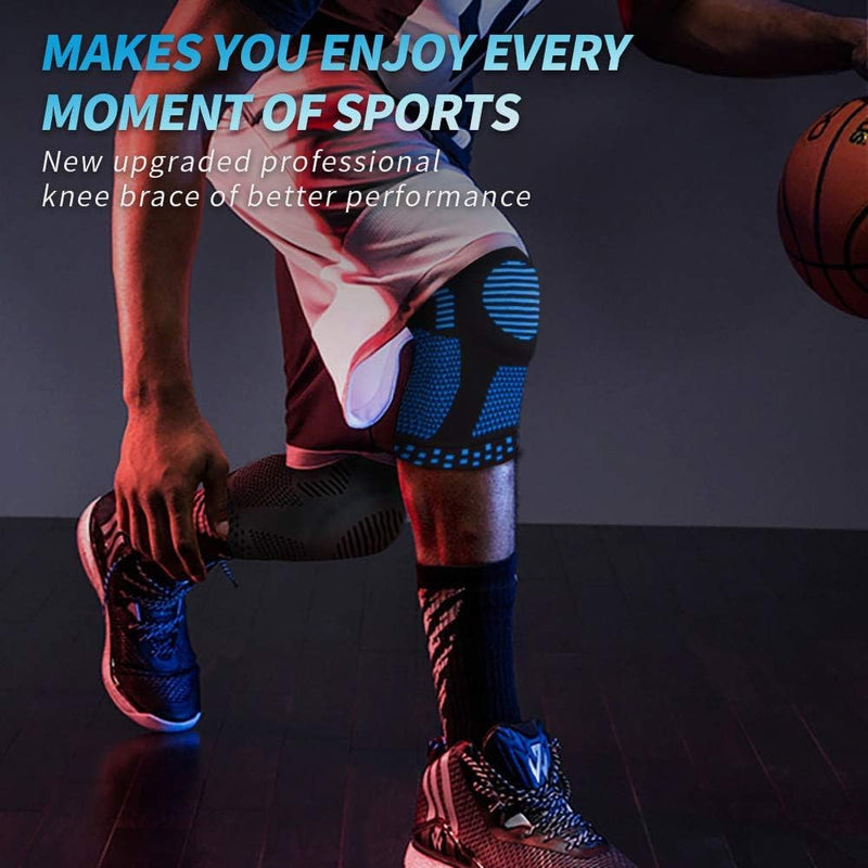 [Australia] - NEENCA Knee Support, Compressed Knee Brace with Patella Gel Pads & Spring Side Stabilizers, Medical Knee Pads for Running, Meniscus Tear, Arthritis, Joint Pain Relief, ACL, Recovery Blue L 