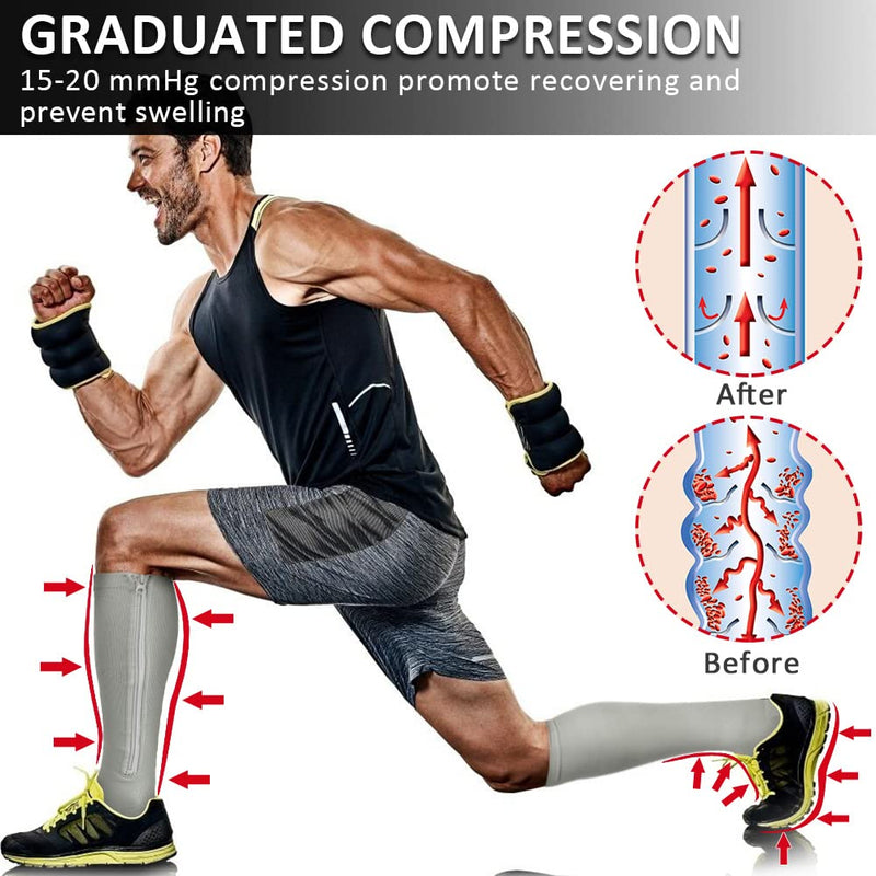 [Australia] - Ailaka Compression Socks with Zip, 15-20 mmHg Support Stockings with Zip for Men and Women Medical Compression Socks for Varicose Veins and Swollen Legs 4X-Large (1 Pair) Grey 