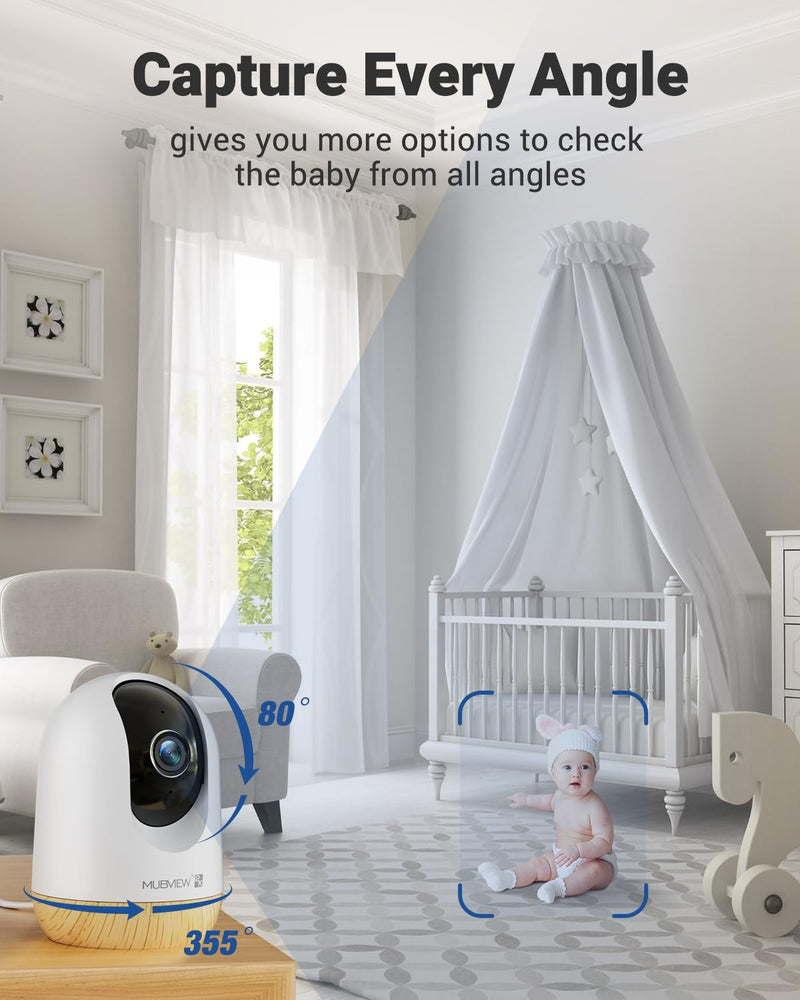 [Australia] - MUBVIEW 5G Wifi Indoor Security Camera No Subscription, Pet Camera with Phone App, Baby Monitor Wifi Smartphone, 2K Night Vision Pan-Tilt Dog Camera, Auto Tracking, 2-Way Audio, SD or Cloud Storage Yellow 5G&2.4GHz 1 PC 