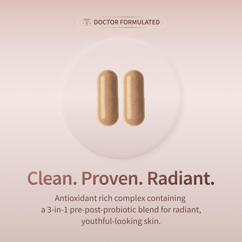 Snap Supplements Skin Glow - Gut & Skin Probiotics for Women & Men, 60 Caps | Vitamin A, Biotin & Clinically Studied Spinach to Support a Radiant, Healthy-Looking Appearance, 30-Day Supply