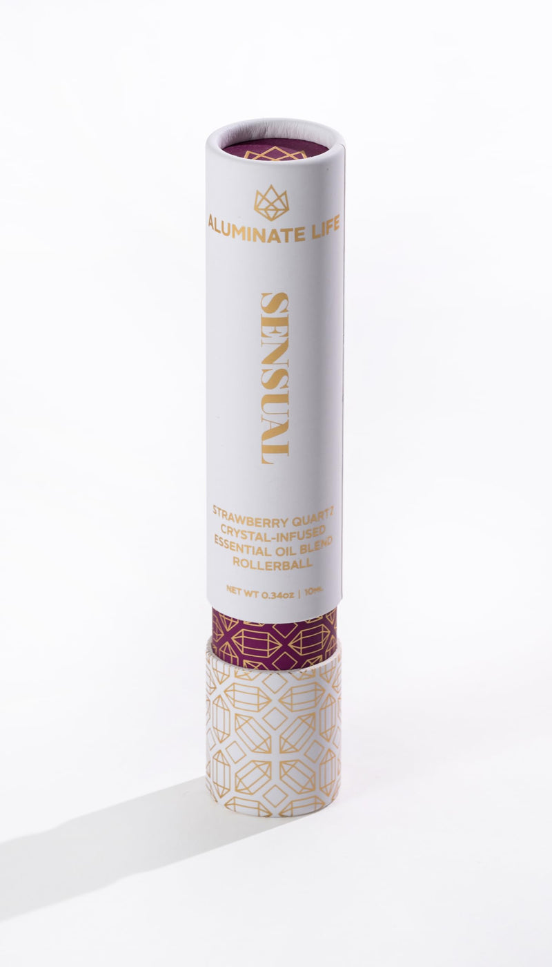 Essential Oil Rollerballs, .34 OZ, Sensual, Made in USA | Scents of Star Anise, Rose, Sichuan Pepper & White Musk - Strawberry Quartz Crystal Infused, Aromatherapy Roll On, Massage 0.34 Fl Oz (Pack of 1)