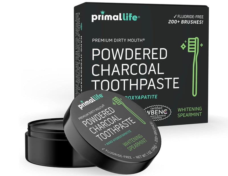 [Australia] - 2 Pack of Primal: Life Organics! - Dirty Mouth Toothpowder, Activated Charcoal Tooth Cleaning Powder, Essential Oils with Kaolin & Bentonite Clay, Organic, Whitening Spearmint, 1 oz +LuxProdX Sticker 