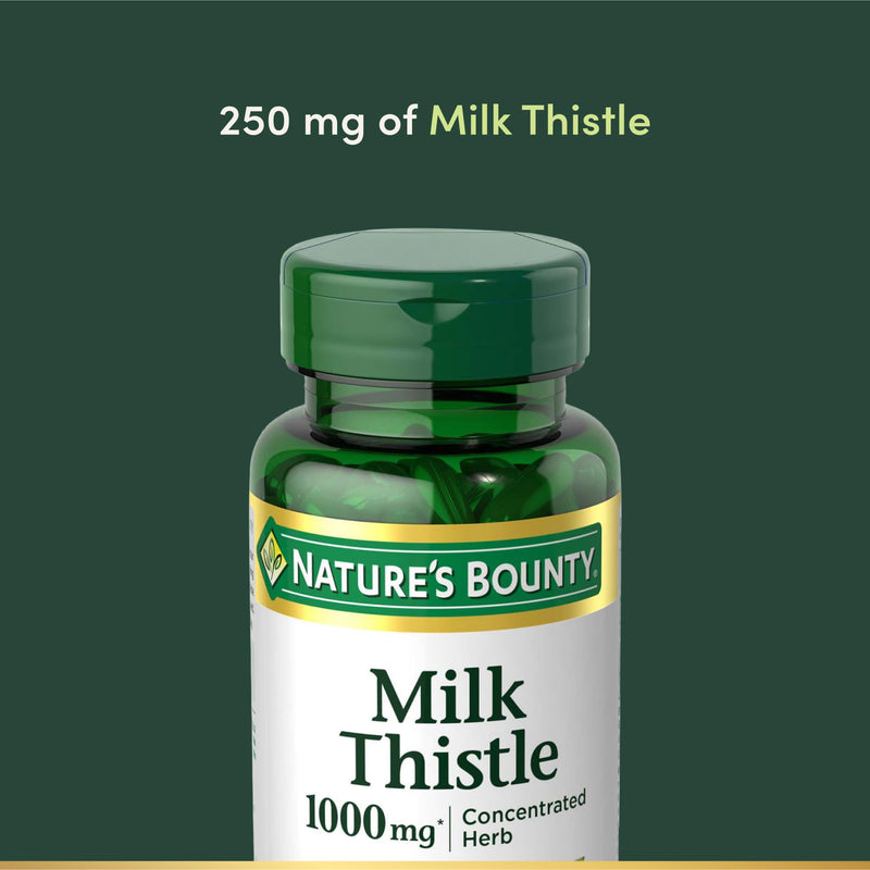 Nature's Bounty Milk Thistle 1000mg, Rapid Release Softgels, 50 Count 50 Count (Pack of 1)
