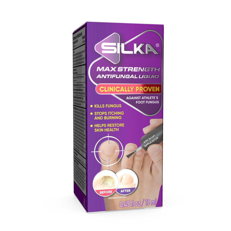 SILKA Max Strength Antifungal Liquid for Toenail Health with Brush Applicator, Results in 1 Week, Nail Fungus Treatment for Damaged Toenails, Athlete's Foot Treatment, Tolnaftate 1% 0.45 Fl Oz 0.45 Fl Oz (Pack of 1)