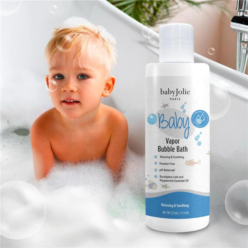 [Australia] - Baby Jolie Vapor Bubble Bath - Baby & Kids Bathing Aromatherapy for Stuffy Nose and Cough Relief, Made with Eucalyptus and Peppermint Extract, Natural Essential Oils, 7.5 oz 