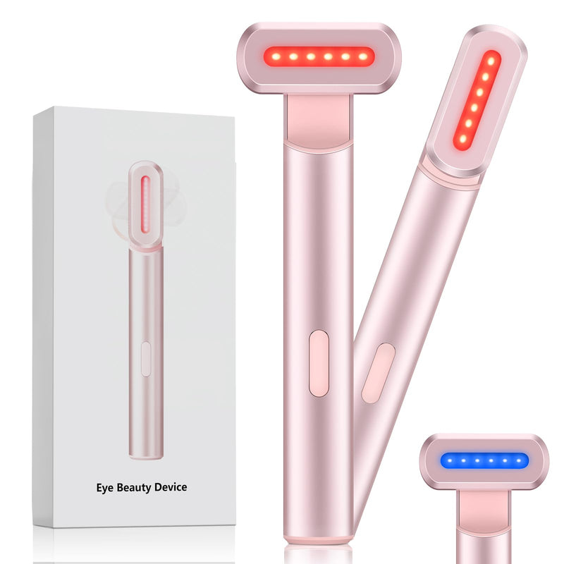4-in-1 Light-Therapy-Wand,Red Light Therapy for Face and Neck - Microcurrent Facial Device for Anti-Aging - Face & Eye Massager Skincare (2 Colors led Light) 2 Colors Led Light