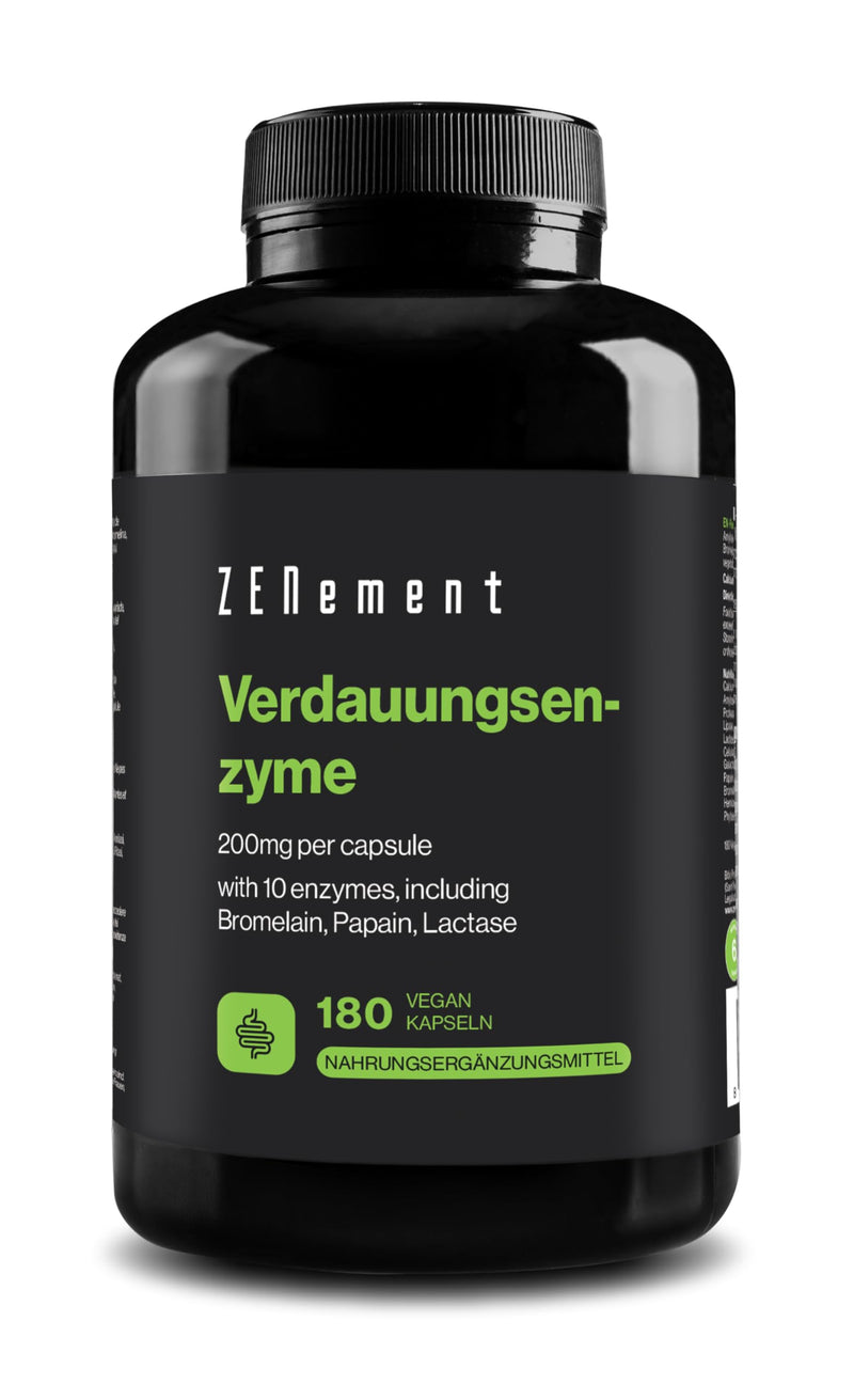[Australia] - Digestive Enzymes - 10 Enzymes including Bromelain and Papain, High Concentration - 200mg per Capsule - 180 Vegan Capsules - Suitable for All Diets - No Additives, Gluten Free 