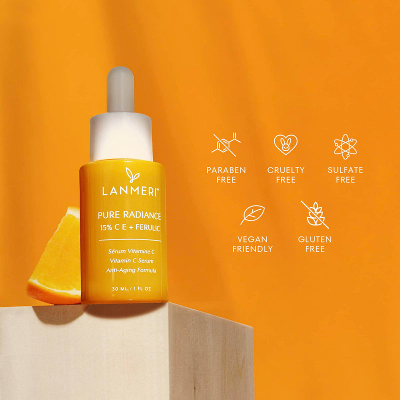 Lanmeri Ceuticals 15% Vitamin C + E + Ferulic Serum: Advanced Antioxidant Defense Formula with 1% Vitamin E & 0.5% Ferulic Acid – High-Stability Vitamin C Serum 1-Pack Vitamin C Serum