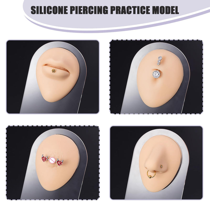 [Australia] - 7PCS Piercing Practice Body Parts,Simulation Soft Silicone Flexible Model Body Part,Ear Eye Nose Mouth Tongue and Belly Button Model,for Piercing Practice and Jewelry Display Acupuncture Teaching Tool 