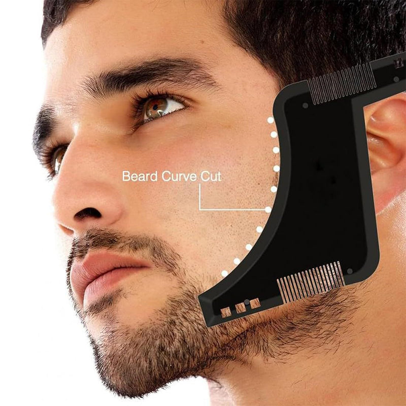 [Australia] - ZUWIJEQ beard stencil, 2 pieces beard stencil, beard comb, beard care, beard shapes for chin beard, sideburns, neck, beard stencil for easy cutting, beard comb styling tool, contour of the beard line 