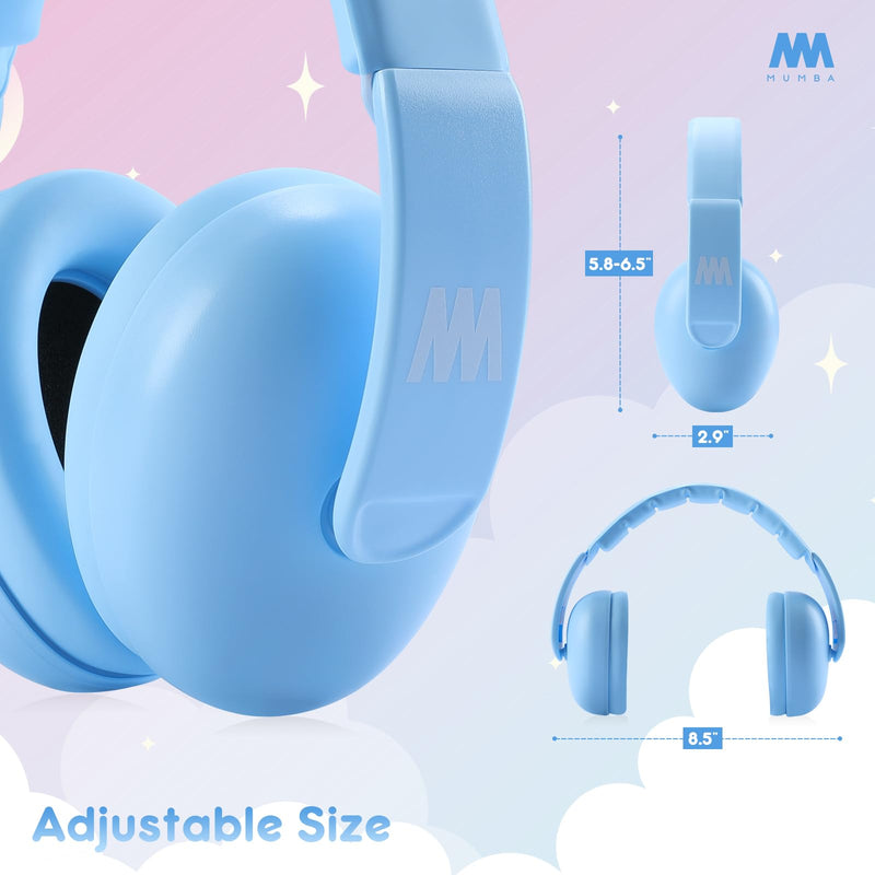 [Australia] - Mumba Noise Reduction Safety Ear Muffs, Baby Toddler Kid Sensory Ear Hearing Protection Earmuff, NRR 25dB Noise Cancelling Sound Proof Headphones for Flying Travel, Concerts, Fireworks, Shooting, Blue 