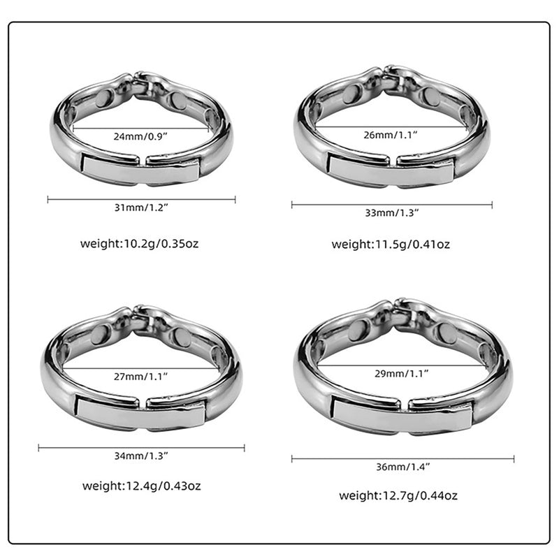 Cock Ring Metal Adjustable Penis Rings for Men Magnetic Scrotum Pendant New 3D Printing Pleasure Ring Adult BDSM Bondage Glans Chastity Sex Toys (S) S