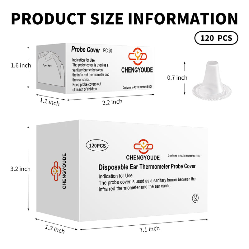 [Australia] - 120 Counts Thermometer Ear Covers, Ear Thermometer Probe Covers, Lens Filters/Refill Caps for All Braun Ear Themometer Models, BPA Free Digital Disposable Ear Thermometer Covers 120 